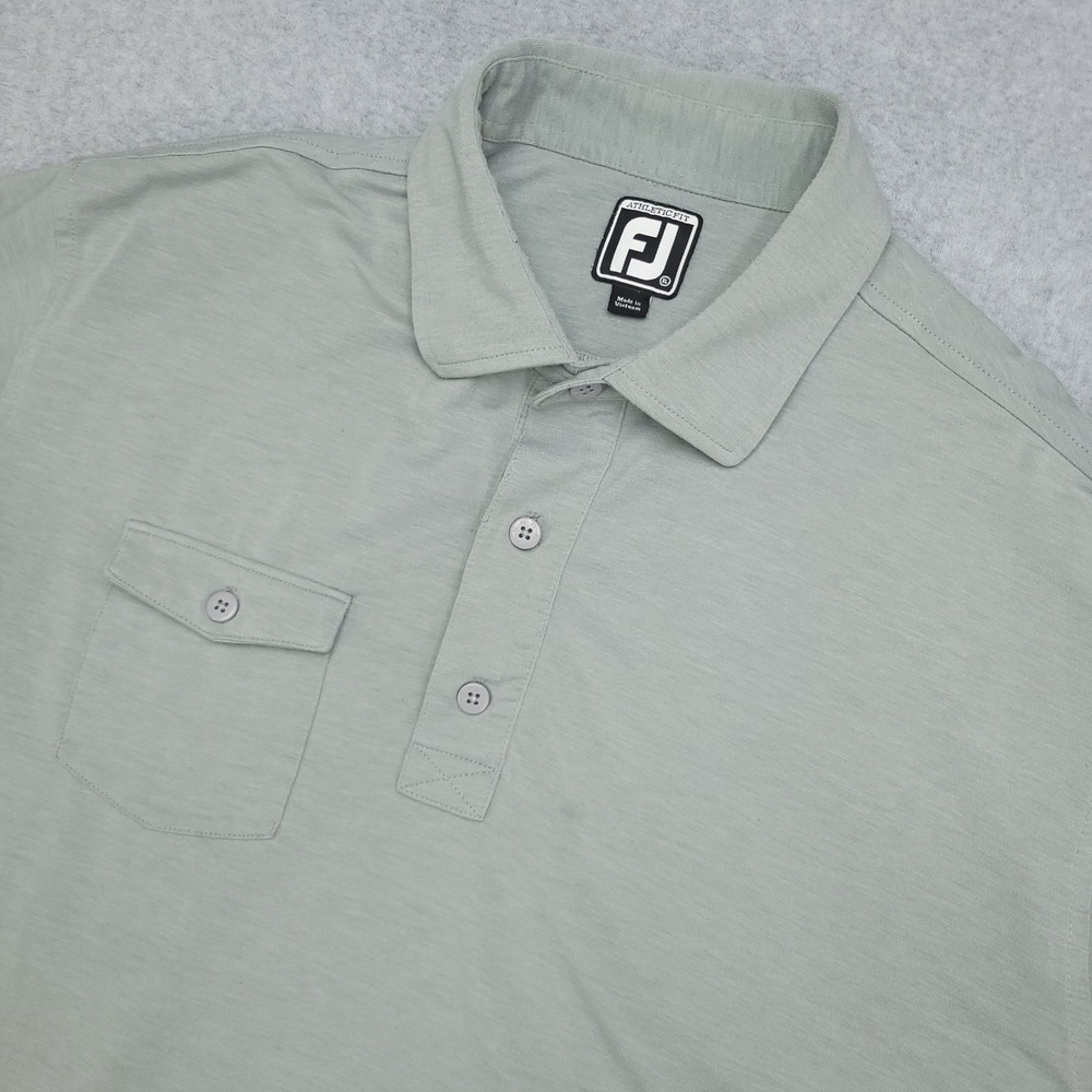 FJ FootJoy Athletic Fit Golf Polo Shirt Mens XL Short Sleeve Button Pocket